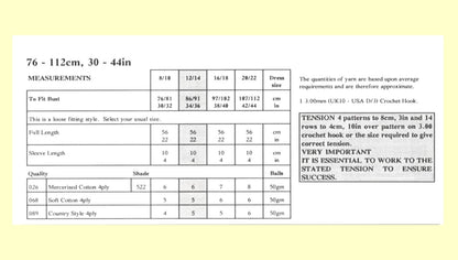 Vintage Crochet Pattern Womens Lacy Short Sleeve Summer Tee Top PDF Instant Digital Download Pretty Retro Loose Fit Blouse T-Shirt 4 Ply