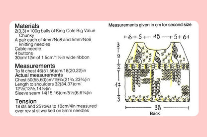 Vintage Knitting Pattern Baby to Toddler Girl Dress With Cabled Yoke PDF Instant Digital Download Sleeveless 9 Months - 2 Years 12 Ply