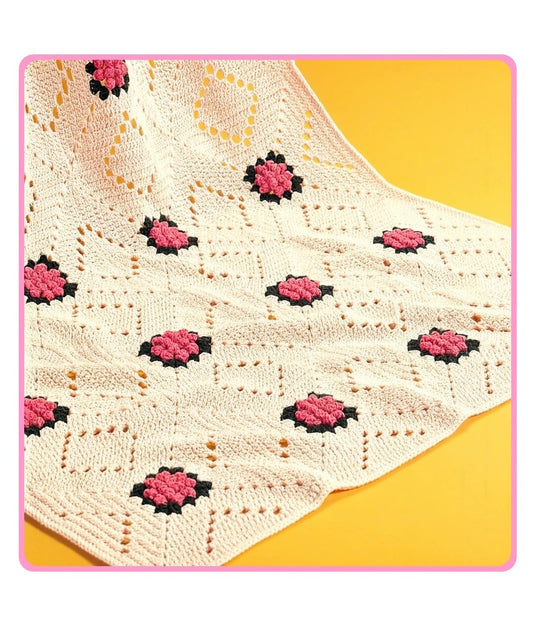 Vintage Crochet Afghan Pattern Popcorn Flowers Lacy Diamonds PDF Instant Digital Download