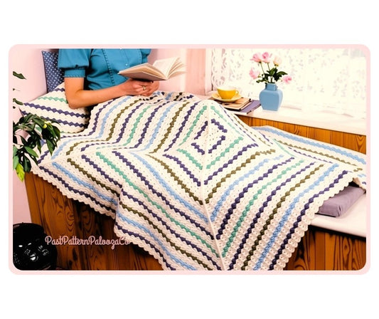 Vintage Crochet Pattern Giant Granny Square Style Afghan Blanket and Pillow Set PDF Instant Digital Download Triangles 10 Ply Easy Beginners