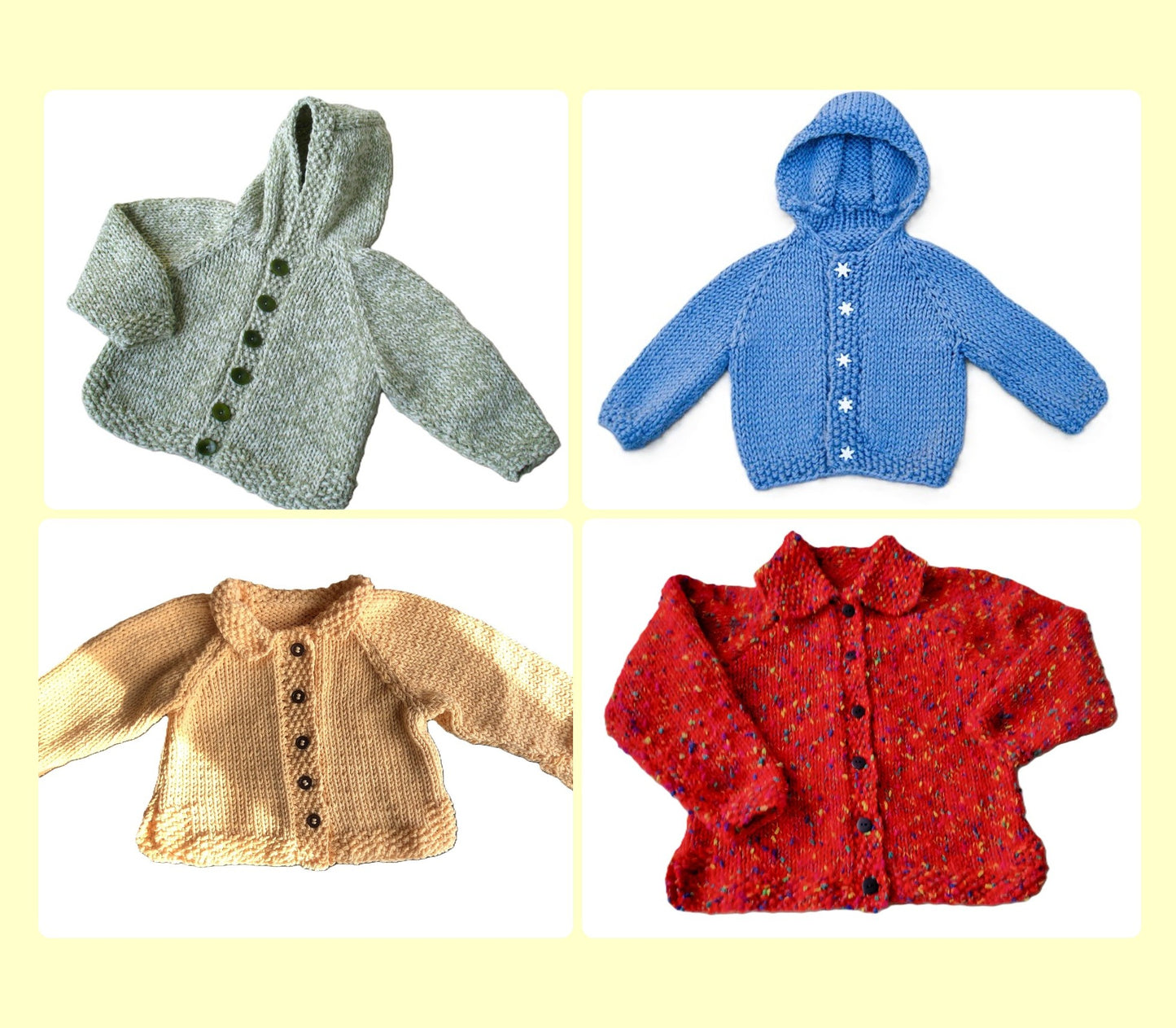 Vintage Knitting Pattern Baby to Child Cardigan Sweaters Hooded Jacket PDF Instant Digital Download 0-8 yrs 12 Ply