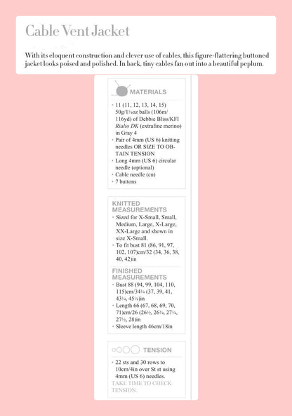 Vintage Knitting Pattern Womens Peplum Cabled Cardigan Sweater PDF Instant Digital Download Fanned Cable Vent Jacket