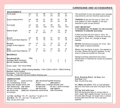 Vintage Knitting Pattern Baby Girl Fancy Frilly Ribbon Lace Trimmed Set Sweater Bonnet Booties Mitts PDF Instant Digital Download 0-4 yrs DK