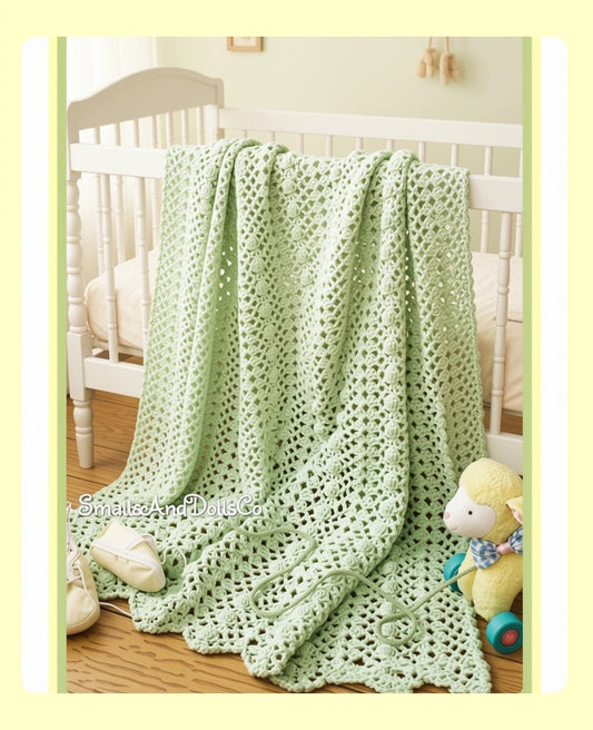 Vintage Crochet Pattern Lacy Clusters Chevron Ripples Baby Afghan Blanket PDF Instant Digital Download Lapghan Crib Coverlet 5 Ply