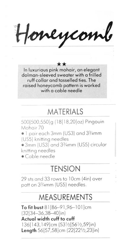 Vintage Knitting Pattern Romantic Ruffled Collar Sweater Feminine Victorian Honeycomb Pullover Jumper PDF Instant Digital Download