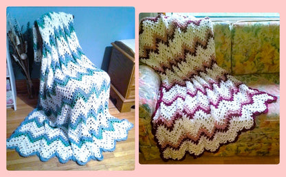 Vintage Crochet Pattern Filet Ripples Afghan Pattern PDF Instant Digital Download Chevron Zig Zag Lace Throw Blanket 48x62 10 Ply
