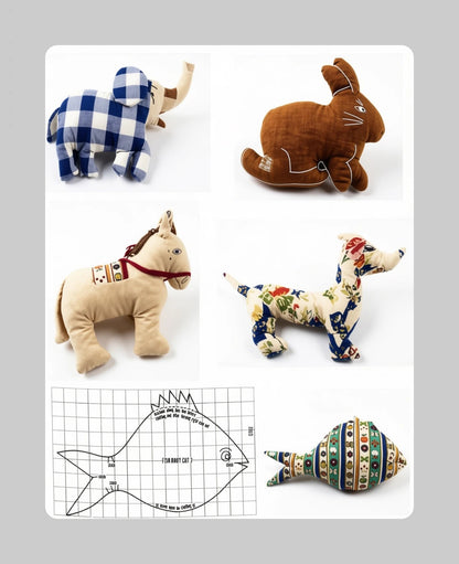 Vintage Sewing Pattern Noahs Ark Fabric Animals Soft Toy Dolls PDF Instant Digital Download 60s Plush Stuffed Puppy Bunny Elephant