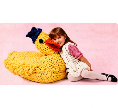 Vintage Crochet Pattern Giant Duck Soft Toy Floor TV Pillow Toddler Beanbag Play Seat PDF Instant Digital Download Amigurumi Play Cushion