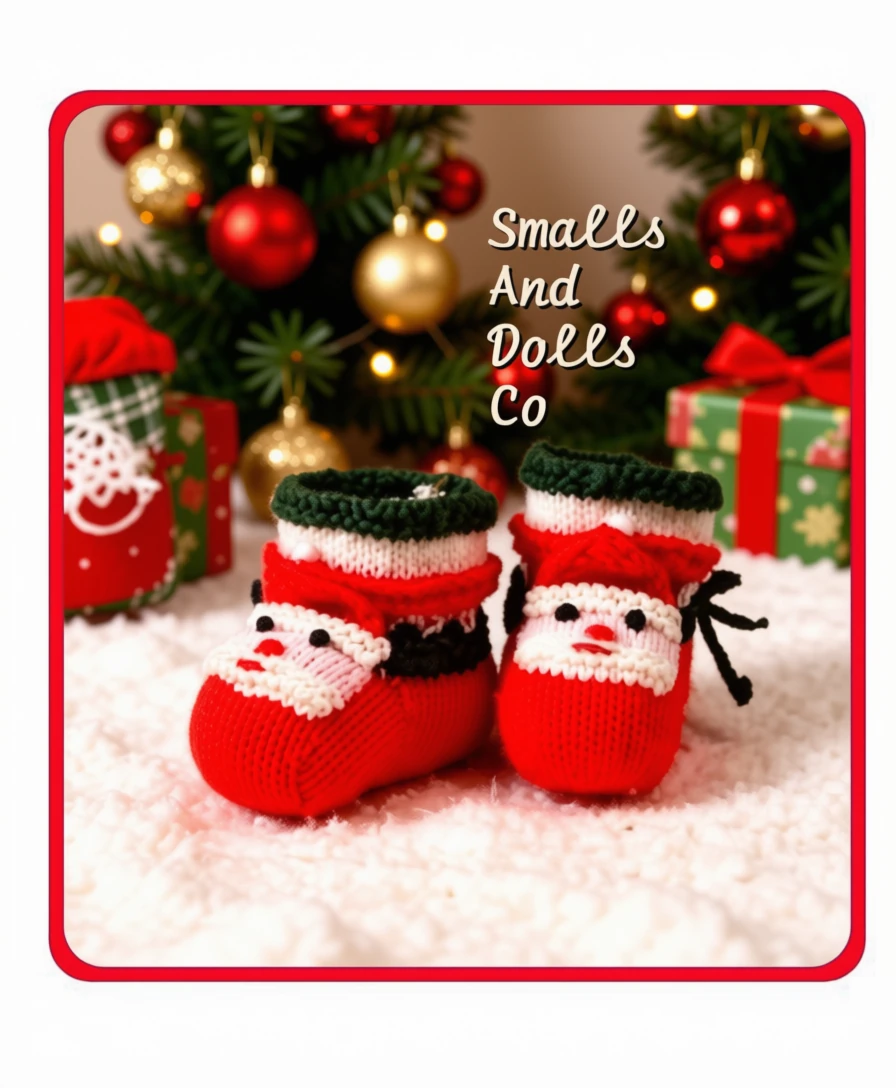Vintage Knitting Pattern Christmas Santa Face Baby Booties Bootees PDF Instant Download Cute Holiday Baby Shoes 6m 12m 5 Ply