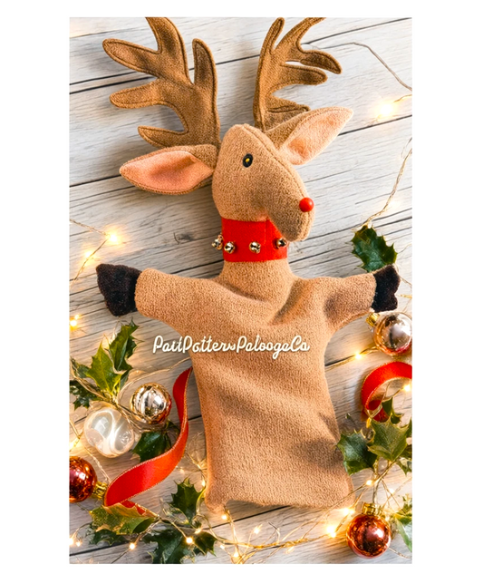 Vintage Sewing Pattern 20" Rudolph The Red Nosed Reindeer Puppet PDF Instant Digital Download Christmas Holiday Project