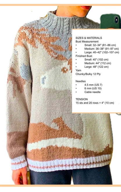 Vintage Knitting Pattern Wild Horses Sweater Animal Novelty Jumper PDF Instant Digital Download Mens Womens Adult Pony Pullover