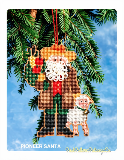 Vintage Cross Stitch Pattern 5" Pioneer Santa Claus Christmas Ornament Americana PDF Instant Digital Download Perforated Paper
