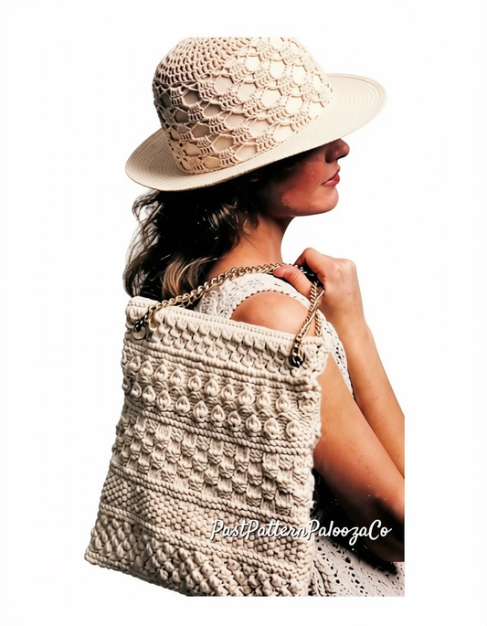 Vintage Thread Crochet Womens Hat Cover and Knitted Tote Bag Purse Set Pattern PDF Instant Digital Download Knitting Crochet Patterns 4 Ply