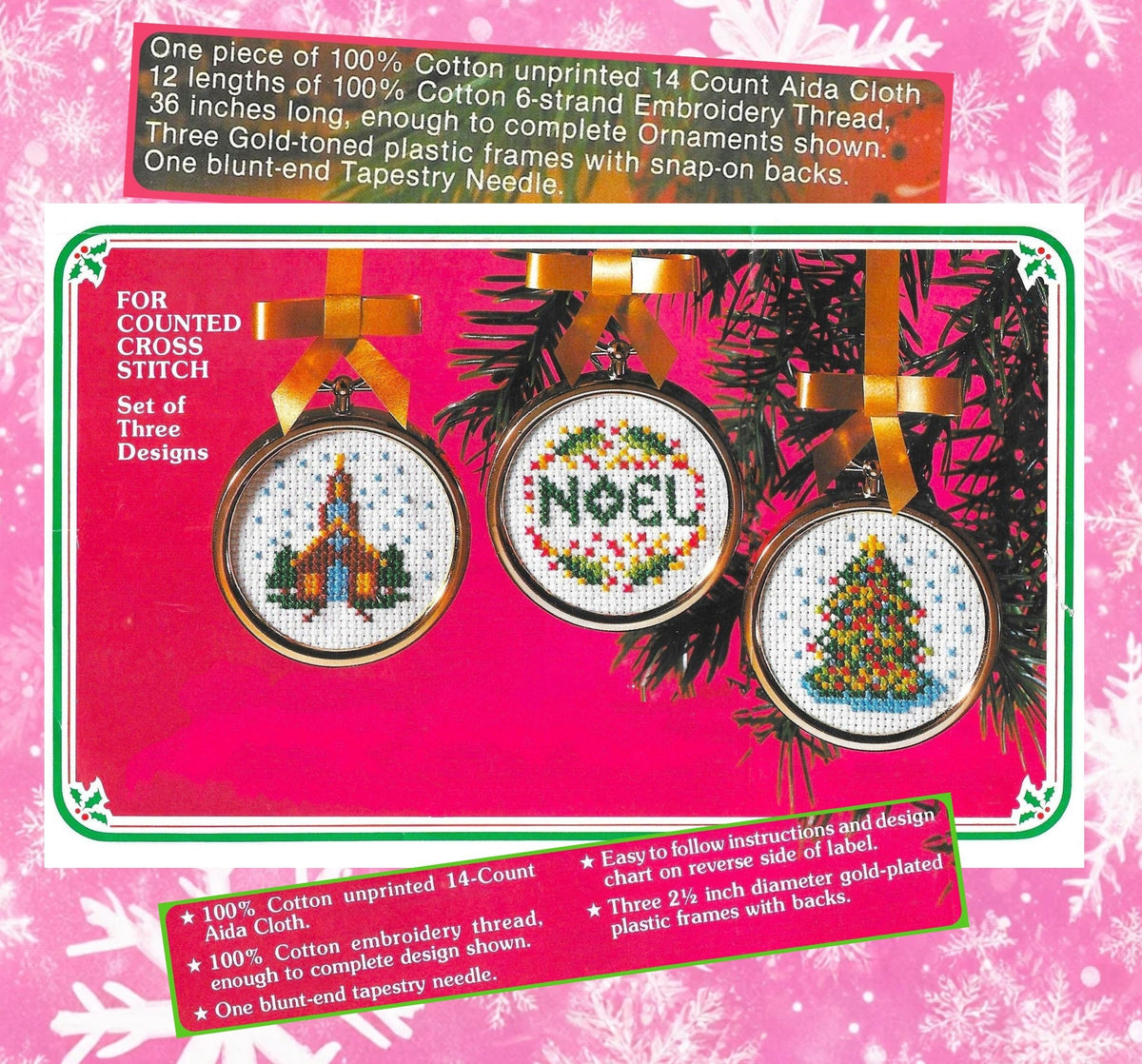 Vintage Cross Stitch Pattern 3" Mini Christmas Hoop Ornaments PDF Instant Digital Download 15 Classic Designs