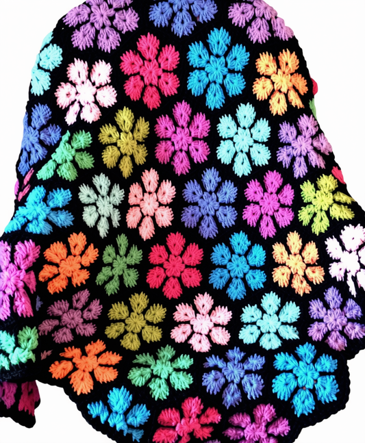 Vintage Crochet Pattern Stained Glass African Flowers Afghan PDF Instant Digital Download Pretty Bright Colors Scrapghan 50x76 10 Ply