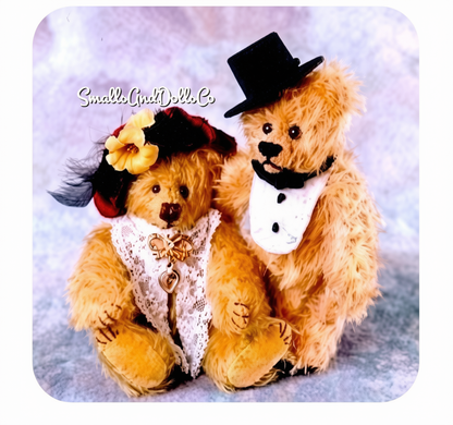 Vintage Sewing Pattern 5" Mini Plush Teddy Bear Couple PDF Instant Digital Download Sewn Soft Toy Faux Fur Stuffed Teddies