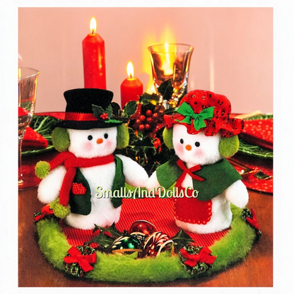 Vintage Christmas Sewing Pattern 7" Mr and Mrs Frosty the Snowman Soft Toy Dolls PDF Instant Digital Download Faux Fur Fabric Snow Couple