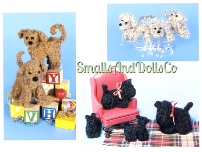 Vintage Crochet Pattern Mini Dogs Puppies Amigurumi in 5 Tiny Sizes PDF Instant Digital Download Miniature Soft Toy Dolls