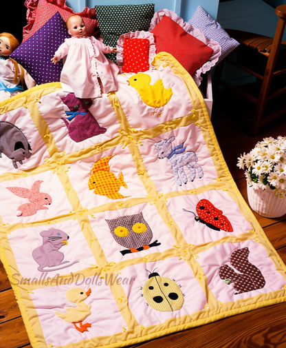 Vintage Sewing Pattern Gingham Animals Baby Quilt Quick and Easy Quilted Applique Crib Blanket PDF Instant Digital Download Patchwork Blocks