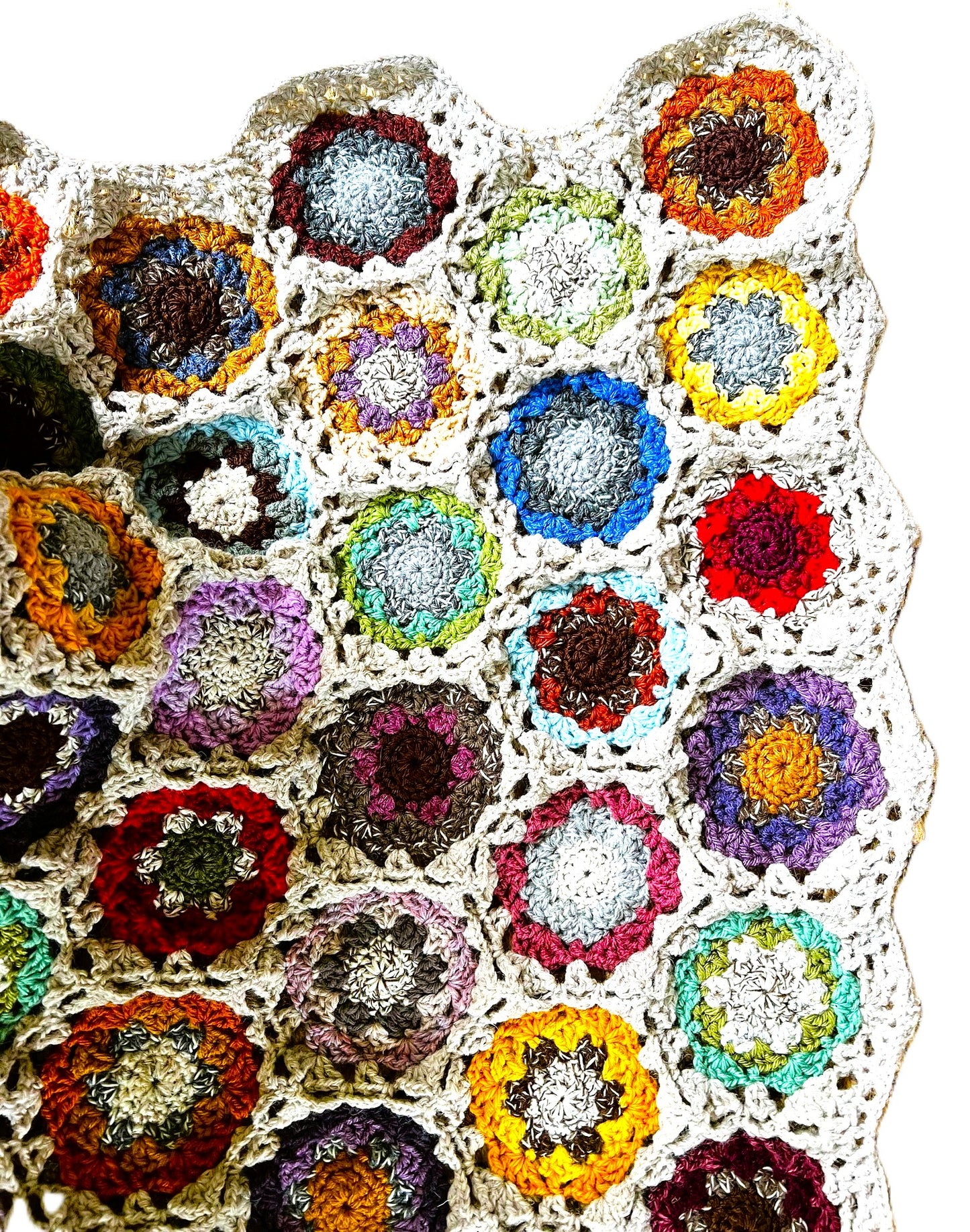 Vintage Crochet Pattern Grannys Rock Garden Flower Motif Afghan PDF Instant Digital Download Hexagon Grannies Scrap Basket Blanket 10 Ply