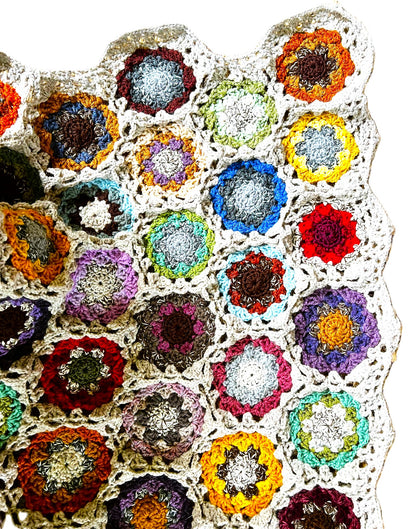 Vintage Crochet Pattern Grannys Rock Garden Flower Motif Afghan PDF Instant Digital Download Hexagon Grannies Scrap Basket Blanket 10 Ply