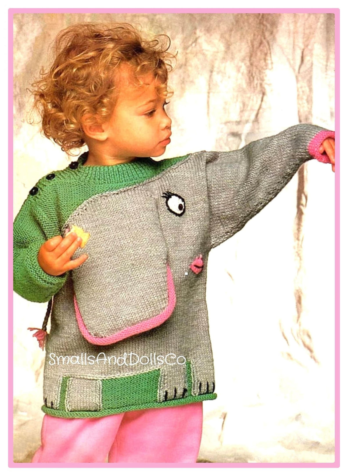 Vintage Knitting Pattern Childs Kids Elephant Sweater PDF Instant Digital Download Toddler Animal Pullover Sweater 2 3 4 yrs 5 Ply