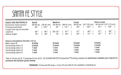 Vintage Knitting Pattern Womens Santa Fe Motif Pullover Sweater PDF Instant Digital Download Geometric Southwestern Style Jumper 10 Ply