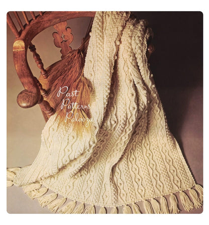Vintage Crochet Pattern Irish Aran Afghan PDF Instant Digital Download Pretty Blanket 4 Different Stitch Patterns 10 Ply