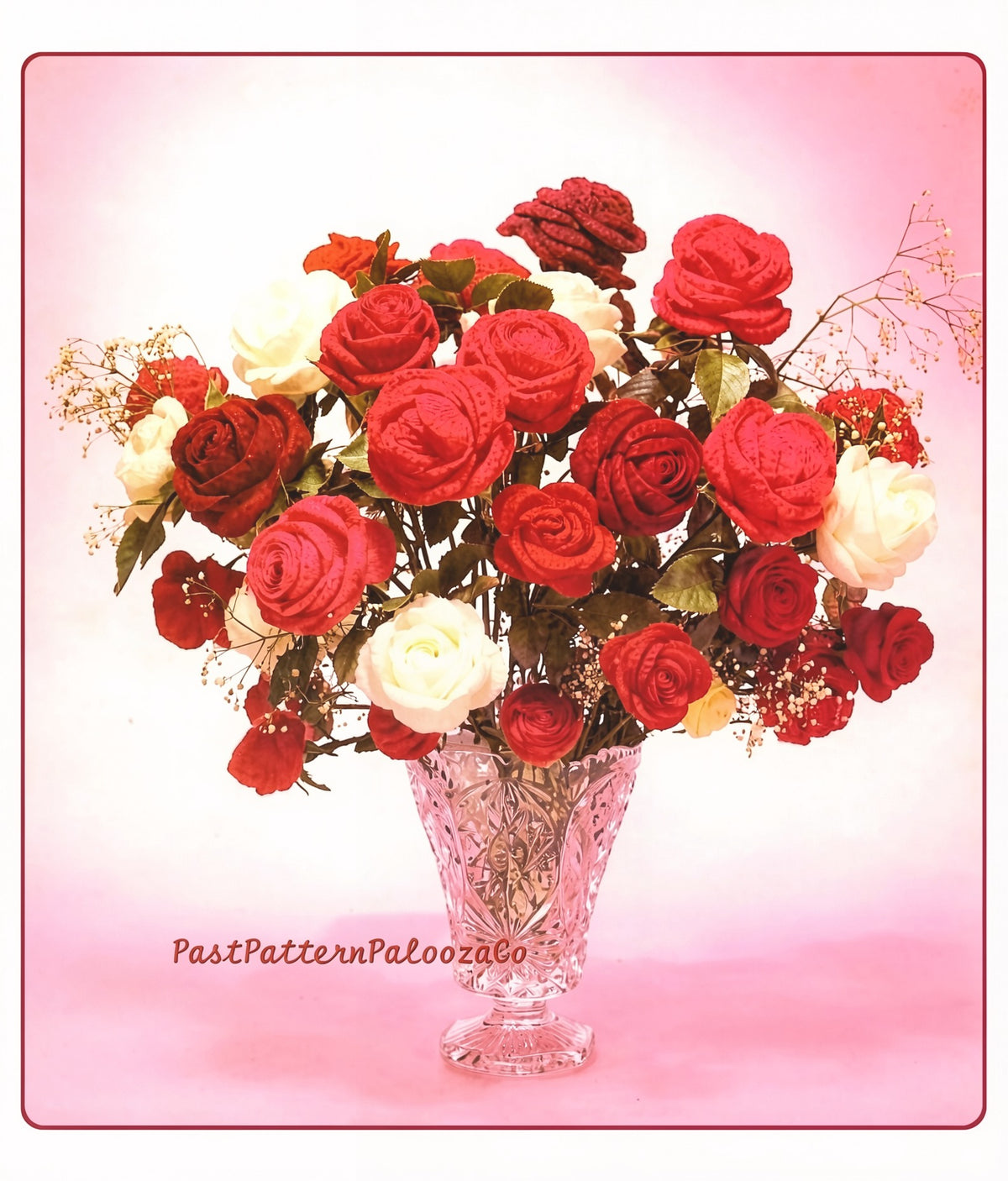 Vintage Crochet Pattern Roses Flower Bouquet 3 Sizes PDF Instant Digital Download Artificial Arrangement