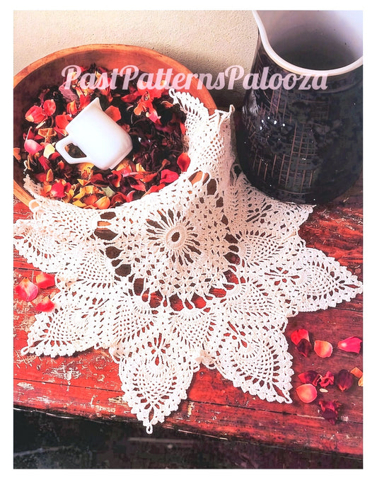 Vintage Crochet Pattern 18" Pretty Pineapple Lace Doily PDF Instant Digital Download Dresser Table Decor Cotton Thread