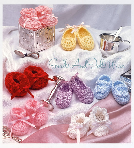 Vintage Crochet Pattern Pretty Baby Girl Booties 7 Sweet Designs PDF Instant Digital Download Infant Shoe Bootees