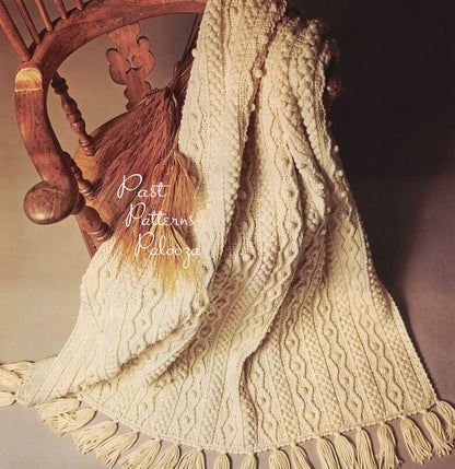Vintage Crochet Pattern Irish Aran Afghan PDF Instant Digital Download Pretty Blanket 4 Different Stitch Patterns 10 Ply