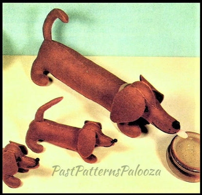 Vintage Sewing Pattern 24" Dachshund Mama Dog and 10" Puppies Felt Fabric Soft Toys PDF Instant Digital Download Stuffed Weiner Sausage Dogs