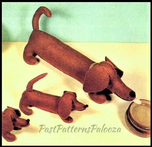 Vintage Sewing Pattern 24" Dachshund Mama Dog and 10" Puppies Felt Fabric Soft Toys PDF Instant Digital Download Stuffed Weiner Sausage Dogs