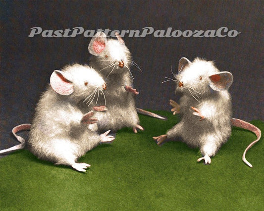 Vintage Sewing Pattern 4" Realistic Little Mouse Faux Fur Fabric Soft Sculpture Plush Toy PDF Instant Digital Download Stuffed Furry Mice