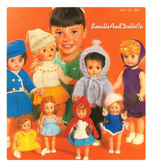 Vintage 1960s Knitting Patterns Various Doll Clothes 8 Outfits For 7" 13" and 15" Dolls PDF Instant Digital Download