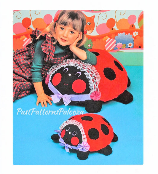 Vintage Sewing Pattern Large 18" Mama Ladybug and 9" Baby Bug Soft Sculpture Toys PDF Instant Digital Download Ladybird Pillows