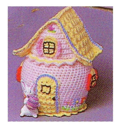 Vintage Crochet Pattern Easter Bunny House Egg Shaped Cottage Centerpiece PDF Instant Digital Download Easter Amigurumi 10 Ply