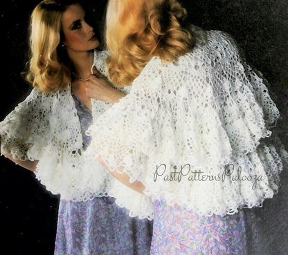 Vintage Crochet Pattern Womens Pretty Lacy Circular Shawl PDF Instant Digital Download Retro Evening Wrap 46" Diameter 4 Ply