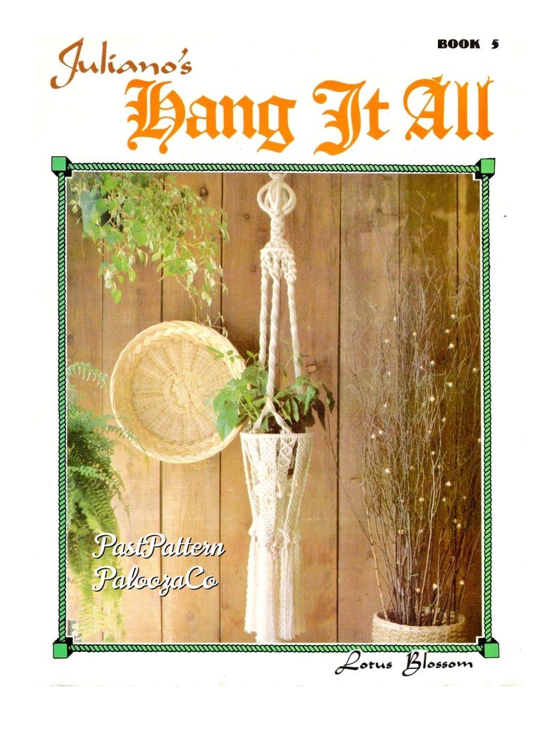 Vintage Julianos Hang It All Book 5 Macrame Patterns eBook PDF Instant Digital Download 11 Unique Retro 1970s Knotwork Projects Baby Swing
