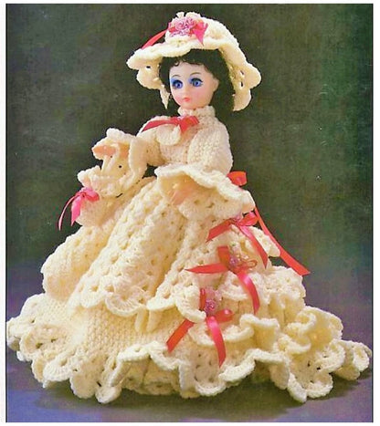 Vintage Crochet Pattern Southern Belle Feminine Outfit for 15 Inch Fashion Dolls Constance Dress Hat PDF Instant Digital Download 10 Ply