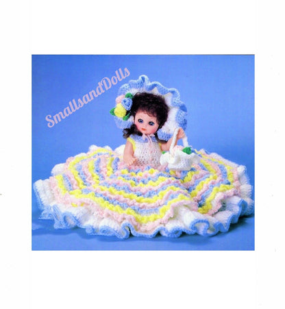 Vintage Crochet Pattern 13" Abbey Bed Doll Ruffle Dress Hat Outfit PDF Instant Digital Download Sweet Dreams Dumplin Designs 10 Ply