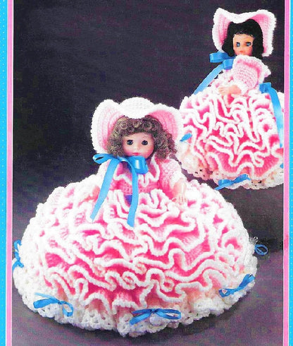 Vintage Crochet Pattern 13" Pretty Ruffle Bed Doll and Pillow Doll Dress Hat Mary Had a Little Lamb PDF Instant Digital Download 10 Ply