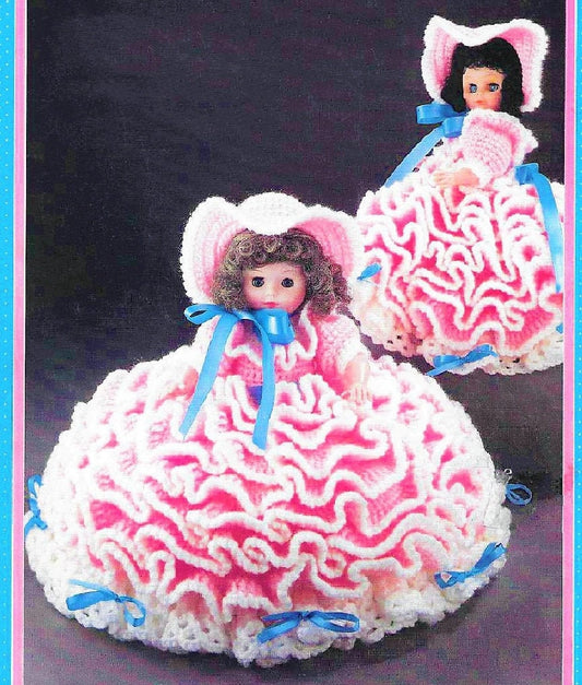Vintage Crochet Pattern 13" Pretty Ruffle Bed Doll and Pillow Doll Dress Hat Mary Had a Little Lamb PDF Instant Digital Download 10 Ply