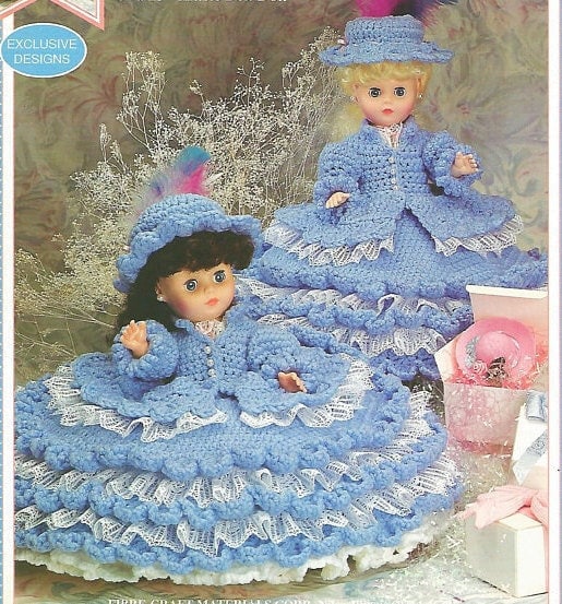 Vintage Crochet Pattern Audrey Victorian Bed Doll Music Box or Pillow Doll Dress Hat Outfit  13 Inch Dolls PDF Instant Digital Download