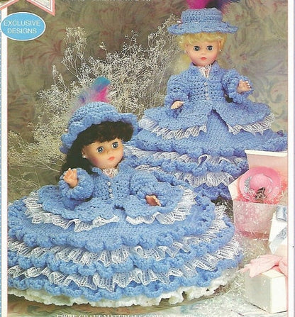 Vintage Crochet Pattern Audrey Victorian Bed Doll Music Box or Pillow Doll Dress Hat Outfit  13 Inch Dolls PDF Instant Digital Download
