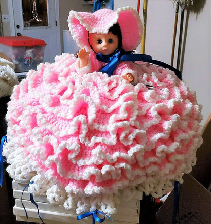 Vintage Crochet Pattern 13" Pretty Ruffle Bed Doll and Pillow Doll Dress Hat Mary Had a Little Lamb PDF Instant Digital Download 10 Ply