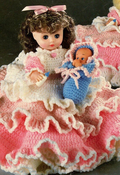 Vintage Crochet Pattern 13" Mother's Lullaby Bed Doll Music Box or Pillow Doll  PDF Instant Digital Download 10 Ply