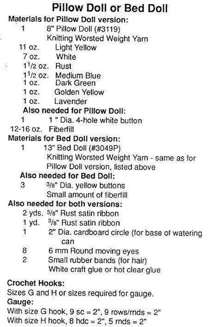 Vintage Crochet Pattern 13" Bed Doll Mary Quite Contrary Pillow Doll Dress Springtime Outfit PDF Instant Digital Download 10 Ply