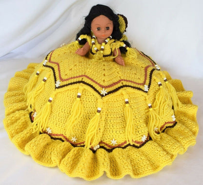 Vintage Crochet Pattern 13" Cactus Flower Indian Princess Pillow or Standing Bed Doll Outfit Dress PDF Instant Digital Download 10 Ply